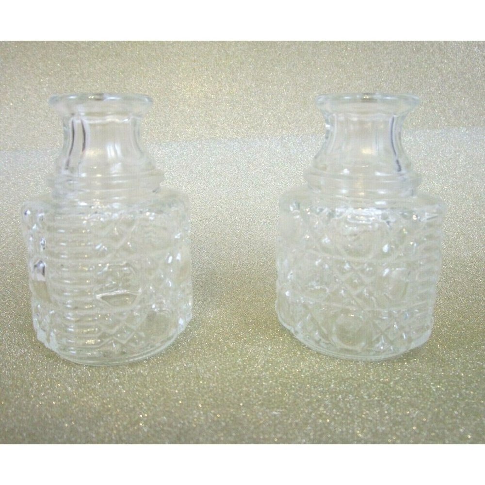 Perfume Bottle 2-Piece Clear Pressed Glass Perfume Apothecary Bottles SGD VTG